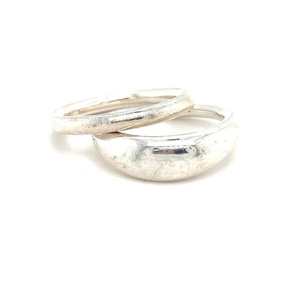 Pandora 925 Concave & Band Ring Set - Picture 1 of 11